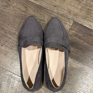 Faux Suede Pointed Toe Flats, Dark Gray